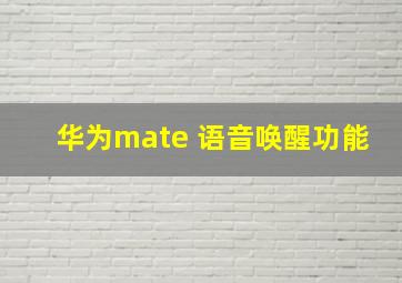 华为mate 语音唤醒功能